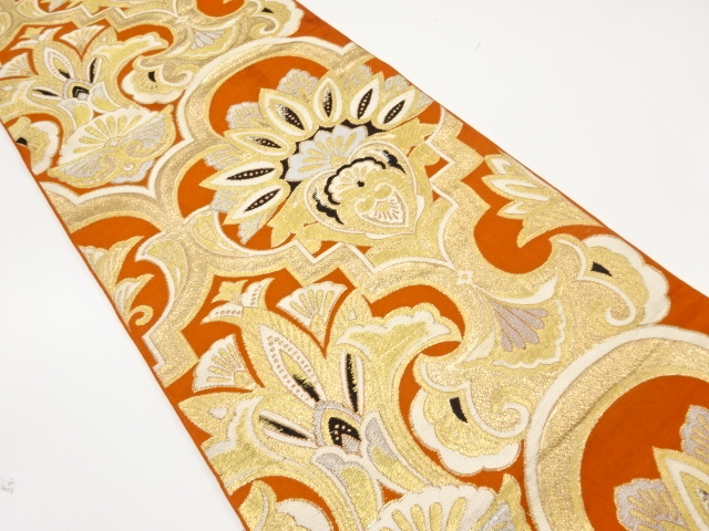 JAPANESE KIMONO / ANTIQUE FUKURO OBI / SILK / WOVEN CHINESE FLOWER